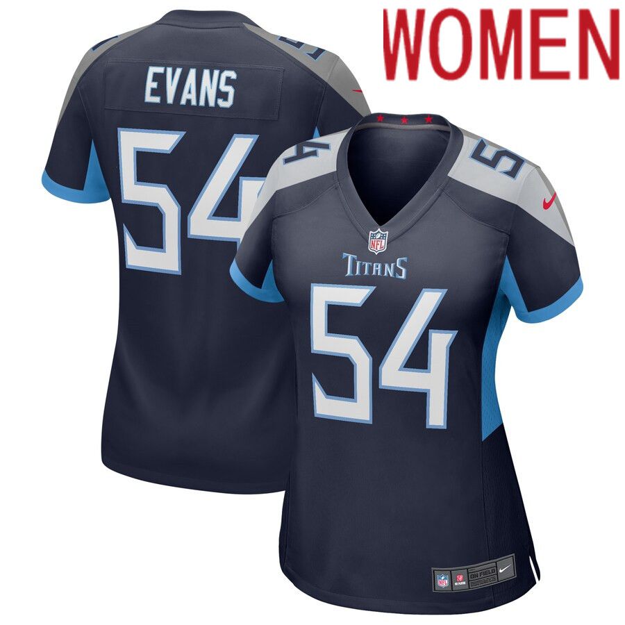 Women Tennessee Titans #54 Rashaan Evans Navy Nike Game NFL Jersey->women nfl jersey->Women Jersey
